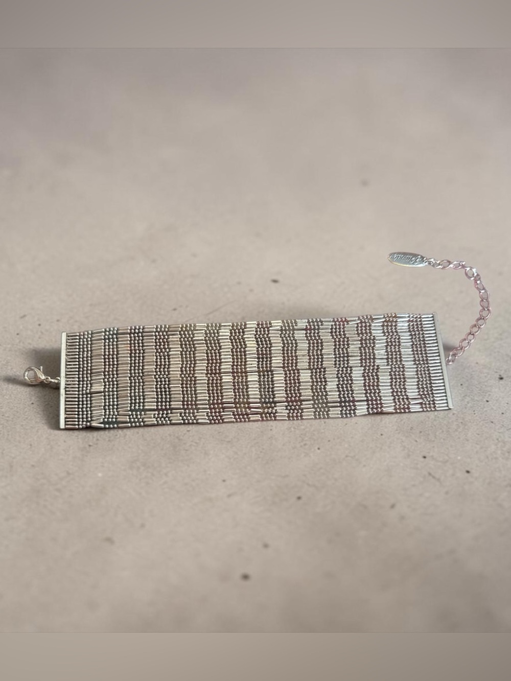 Plunder Silver Beaded Cuff Bracelet